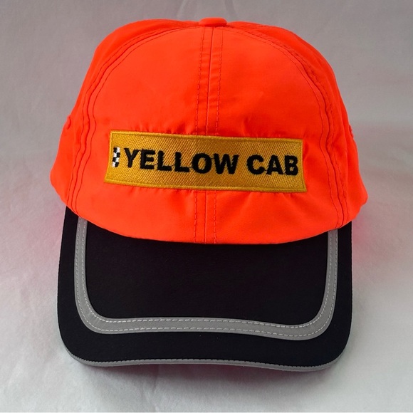 Yellow Cab Baseball Cap Hat Safety Orange Reflective Stripes Adjustable OSFM - Picture 1 of 7